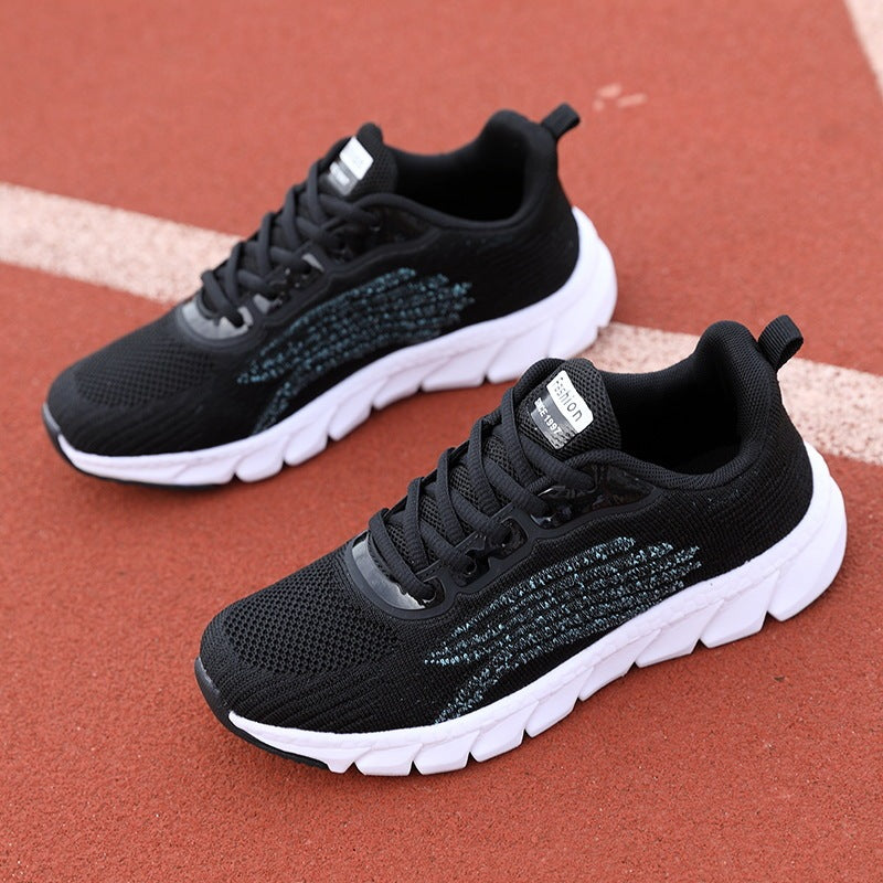 Men's And Women's Flying Woven Breathable Running Shoes Couple's Casual Sneakers Product information: Pattern: solid color Lining material: Mesh Applicable sports: Universal Color: JJ-2201 White, JJ-2201 Black, JJ-2201 pink Upper height: low top Heel heig