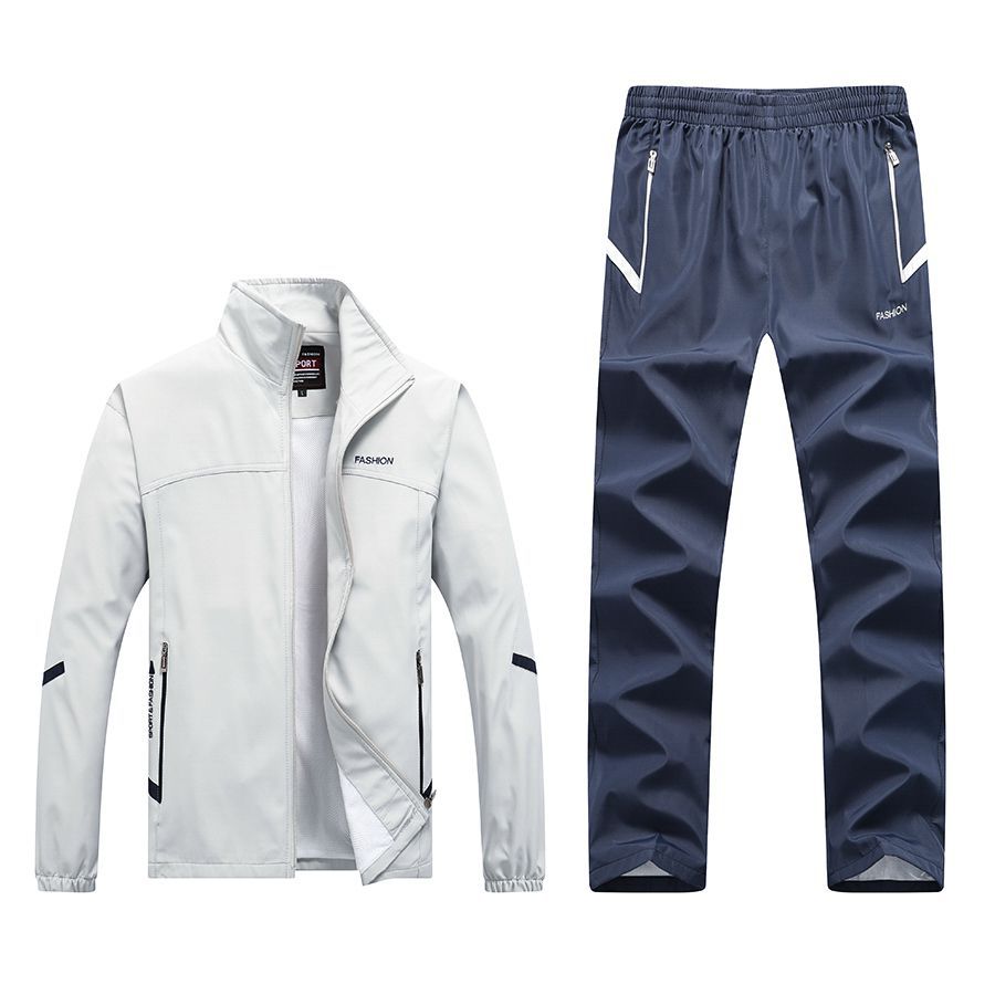 New Spring And Autumn Long-sleeved Casual Sports Suit Men's Middle-aged And Elderly Running Sportswear Dad Outfit Product information: Pattern: Color matching Suitable season: winter, spring, autumn Applicable age: adult Applicable gender: male Style: spo