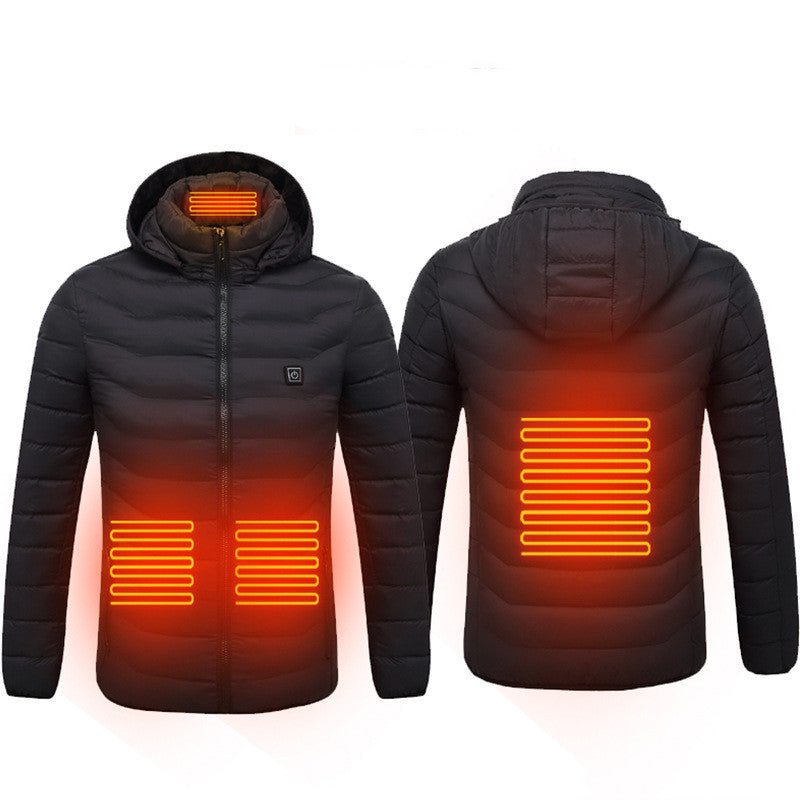New Heated Jacket Coat USB Electric Jacket Cotton Heater Thermal Clothing Heating Vest Overview: LIGHTWEIGHT DESIGN FOR HEATING: Metallic dot lining, elastic cuffs, hem, removable hood, long sleeve and high-quality zippers help you better lock the heat, w