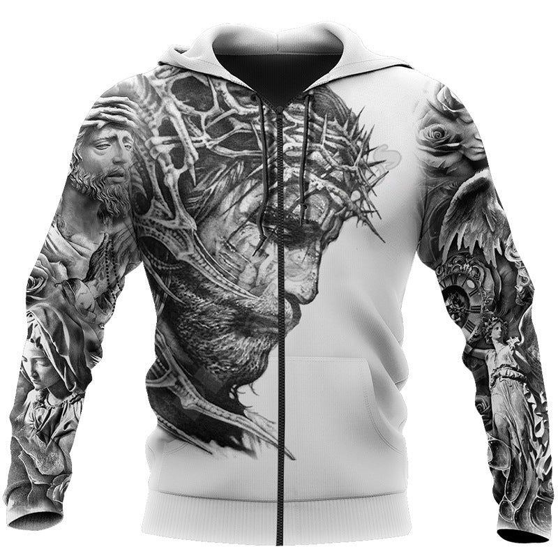New Men's 3D Digital Jesus Print Long Sleeve Sweatshirt Product Information: Style: Casual Purchasing category: Youth popular (18-24 years old) Style: cardigan With or without liner: Without liner Collar type: no collar Neckline shape: round neck Sleeve l