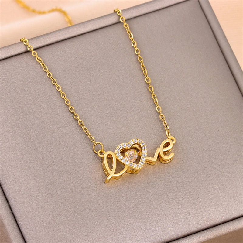 Valentines Day Gift New Titanium Steel Necklace Fashion New Love Smart Necklace Female Clavicle Chain Fashion Jewelry Woman Overview: Unique design, stylish and beautiful. Good material, High quality. Product information: Style: Fashion OL Material: titan
