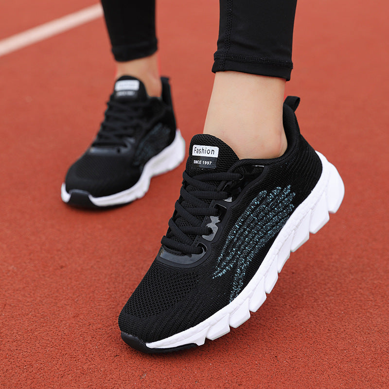 Men's And Women's Flying Woven Breathable Running Shoes Couple's Casual Sneakers Product information: Pattern: solid color Lining material: Mesh Applicable sports: Universal Color: JJ-2201 White, JJ-2201 Black, JJ-2201 pink Upper height: low top Heel heig