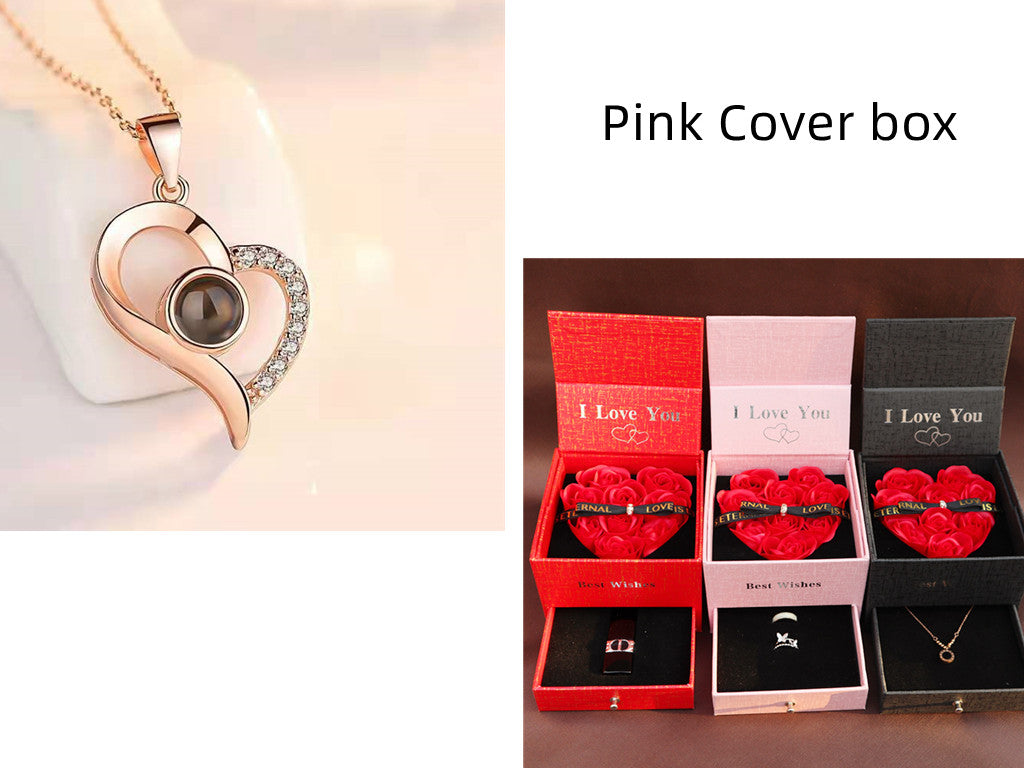 Hot Valentine's Day Gifts Metal Rose Jewelry Gift Box Necklace For Wedding Girlfriend Necklace Gifts Overview: 100% new design and high quality Must-have for fashion women Have a beautiful appearance Specifications: Necklace： Style: ethnic Material: Cryst