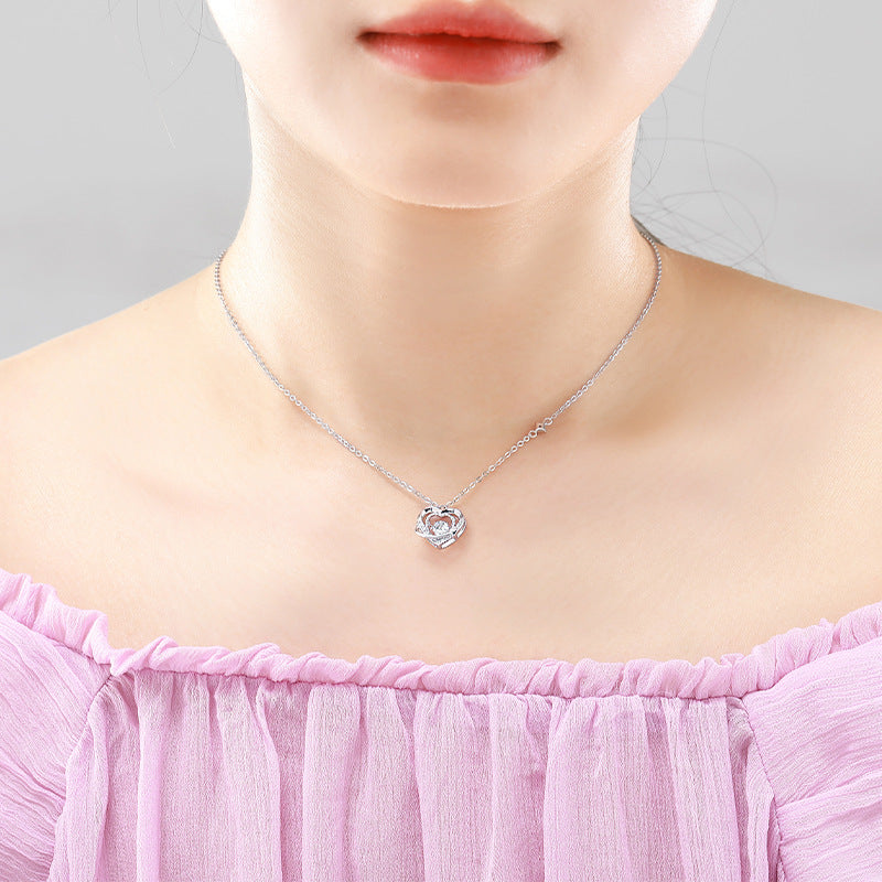 Heart Necklace S925 Sterling Silver Product information: Treatment Process: Seiko Color: smart heart necklace-Rose, smart heart necklace-White Pendant material: 925 silver Chain style: O-shaped chain Material: Silver Purity: 925 silver Popular elements: L
