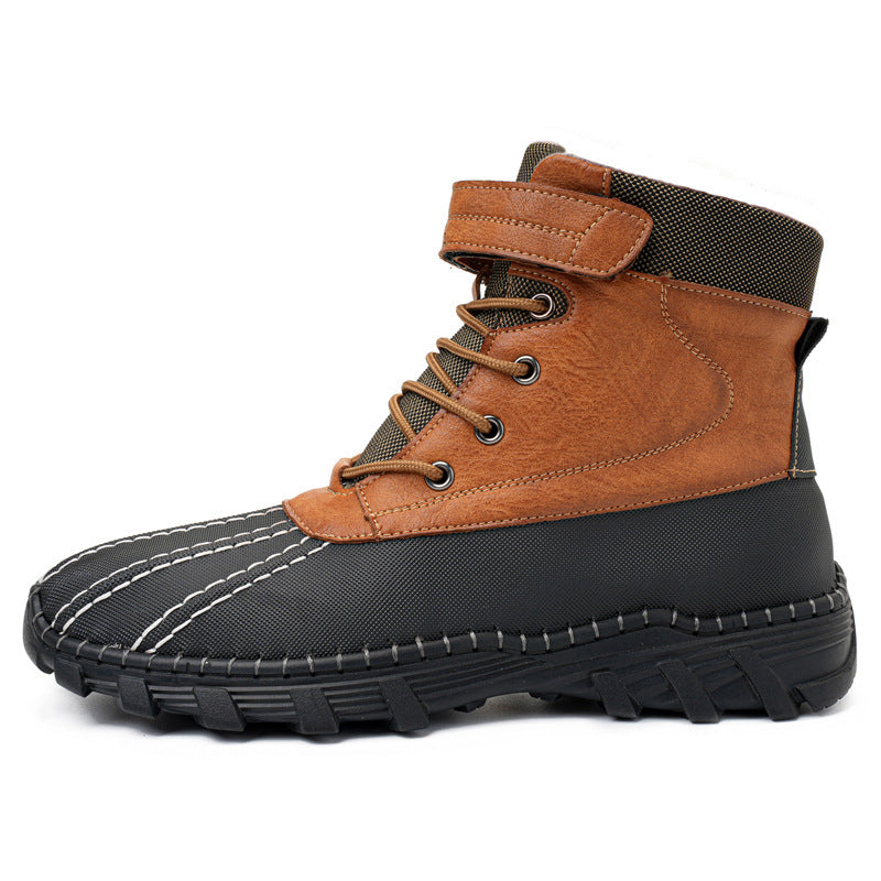 Winter Fleece Lace-up Snow Boots For Men Women Waterproof And Anti-slip Outdoor Work Boot Fashion Warm Mid-tube Cotton Shoes Men Overview: Unique design, stylish and beautiful. Good material, comfortable wear. A variety of colors, any choice. Product info