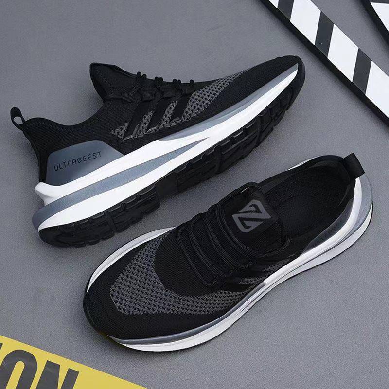 Casual Shoes Men's Sports Shoes Running Shoes Product information: Applicable gender: male Pattern: stripes Upper material: flying woven cloth Sole material: rubber Wearing style: front tie Popular elements: sewing thread Heel shape: flat heel Inside mate