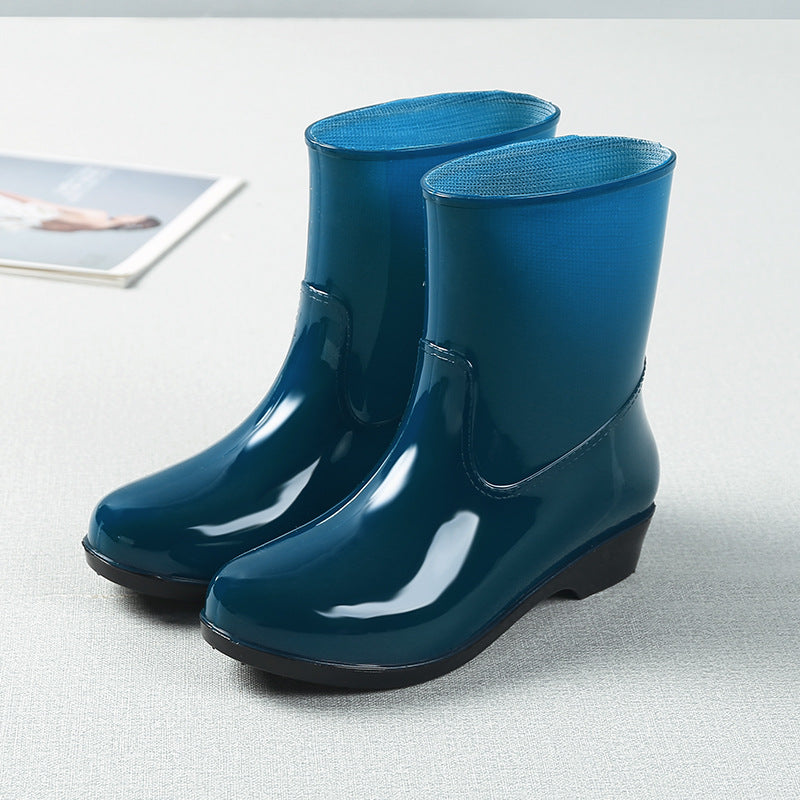 Four Seasons Rain Boots Women's Short Boots Fashion Waterproof Overview: Unique design, stylish and beautiful. Good material, comfortable feet. A variety of colors, any choice. Specification: Applicable gender: female Tube height: medium tube Thickness: t