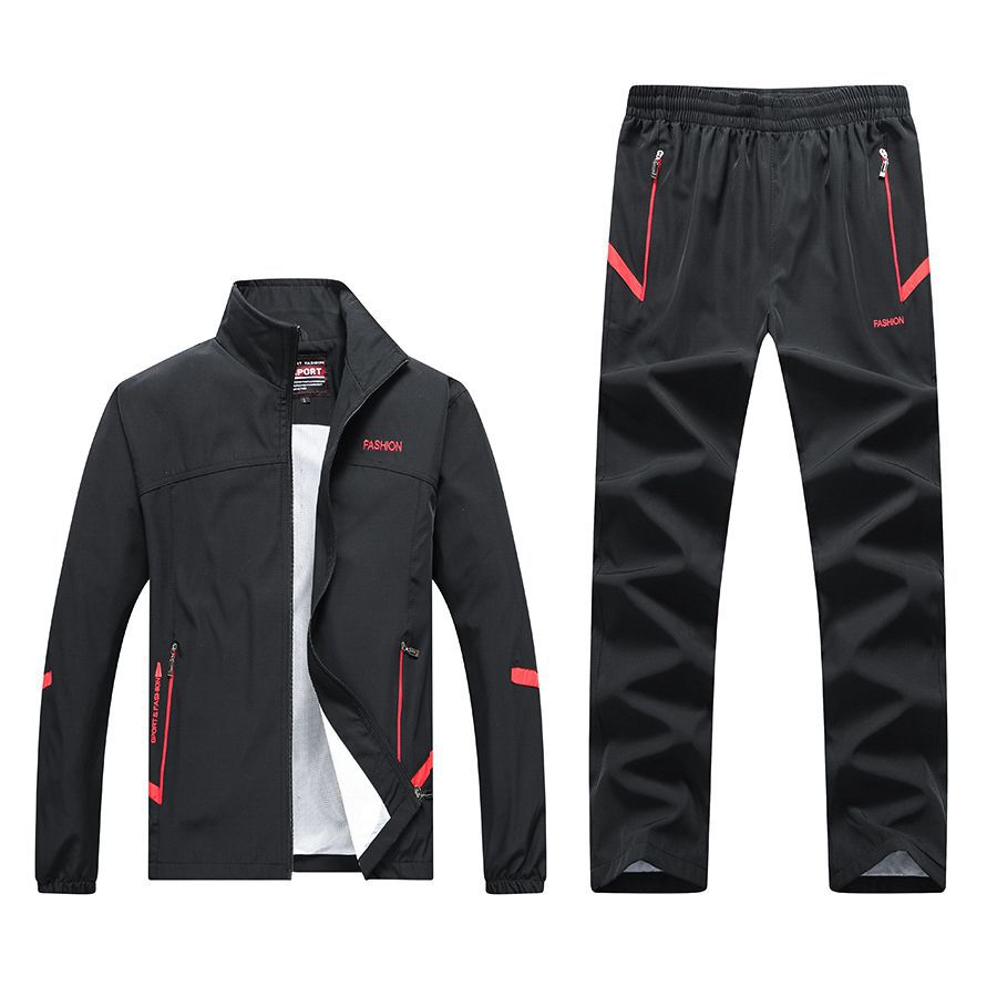 New Spring And Autumn Long-sleeved Casual Sports Suit Men's Middle-aged And Elderly Running Sportswear Dad Outfit Product information: Pattern: Color matching Suitable season: winter, spring, autumn Applicable age: adult Applicable gender: male Style: spo