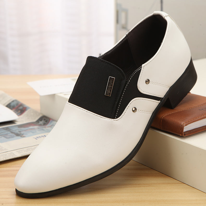 Mens Fashion Casual Pointed Toe Leather Shoes Product information: Function: Breathable Closure: One-stepper Size: 38 39 40 41 42 43 44 Popular elements: stitching Heel height: low heel (1-3cm) Color classification: light brown black white Toe style: poin