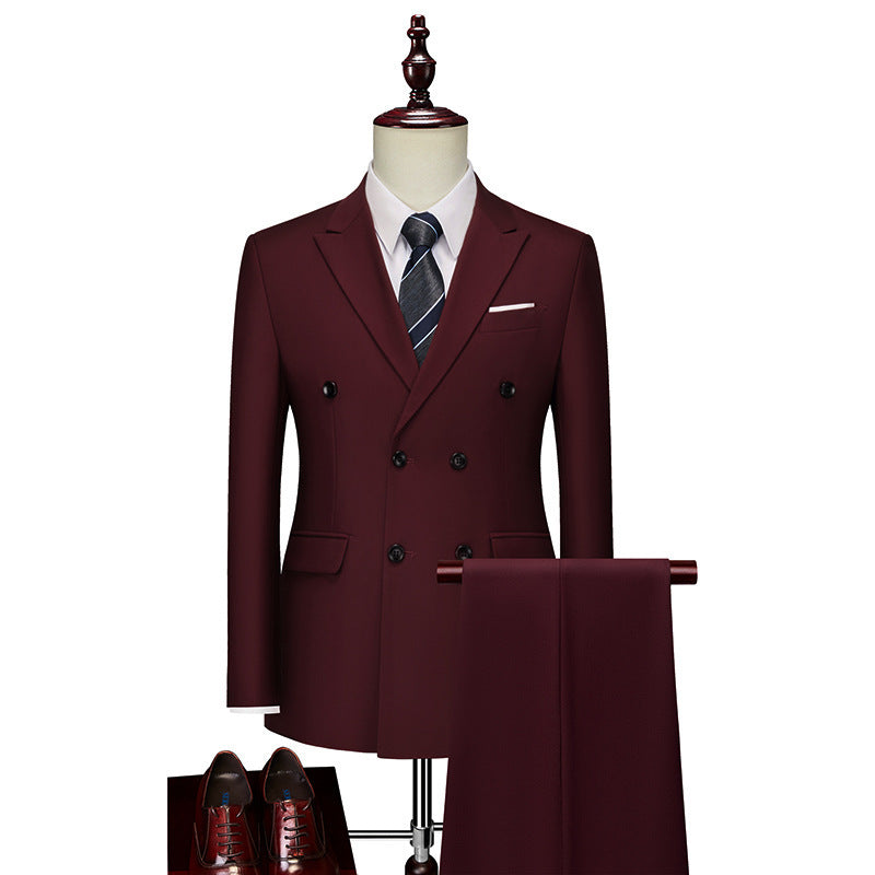 Men's Business Casual Suit Double Breasted Suit Suit Product information: Thickness: regular Fabric name: corduroy Applicable scenario: Banquet Color: dark blue, black, purple, wine red, dark green, orange, yellow, white, sky blue, pink, khaki, Big Red, M