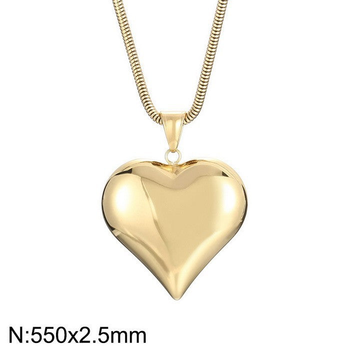 Gold Sliver Hollow Heart-shaped Necklace Ins Simple Versatile Personalized Love Necklace For Women's Jewelry Valentine's Day Product information: Material: titanium steel Processing: Electroplating Shape: Heart Chain Style: Snake Bone Chain Pendant Materi