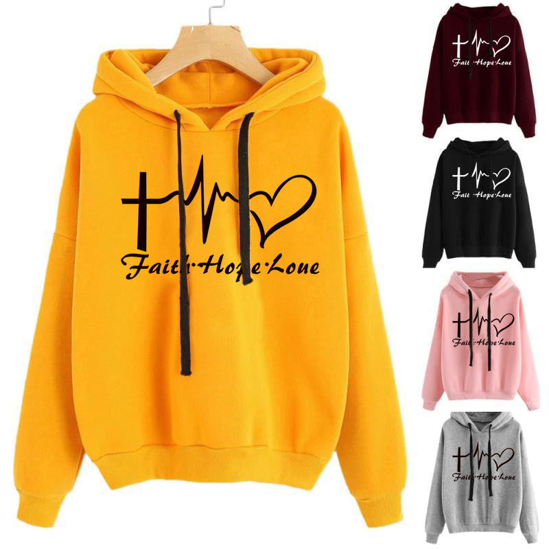 Heart Print Hoodie Sweatshirt Pullover Tops Women Long Sleeve Sports Clothes Product Information: Style: Street Design: Floral Style: Pullover Version: Straight tube type Combination form: single piece set Length: ordinary style (50cm < length ≤65cm) Slee