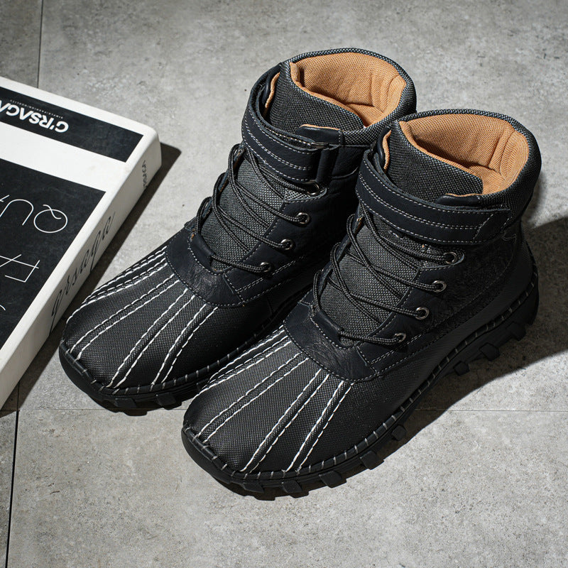 Winter Fleece Lace-up Snow Boots For Men Women Waterproof And Anti-slip Outdoor Work Boot Fashion Warm Mid-tube Cotton Shoes Men Overview: Unique design, stylish and beautiful. Good material, comfortable wear. A variety of colors, any choice. Product info