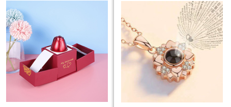 Hot Valentine's Day Gifts Metal Rose Jewelry Gift Box Necklace For Wedding Girlfriend Necklace Gifts Overview: 100% new design and high quality Must-have for fashion women Have a beautiful appearance Specifications: Necklace： Style: ethnic Material: Cryst