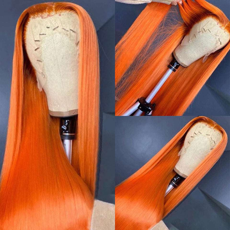 13x4 Lace Front Wig Human Hair For Black Women Product information: Treatment Process: hand-woven Efficacy: hairdressing Color: Orange# Applicable face type: any face type Applicable people: Ladies Hair material: Human hair Applicable skin color: any skin