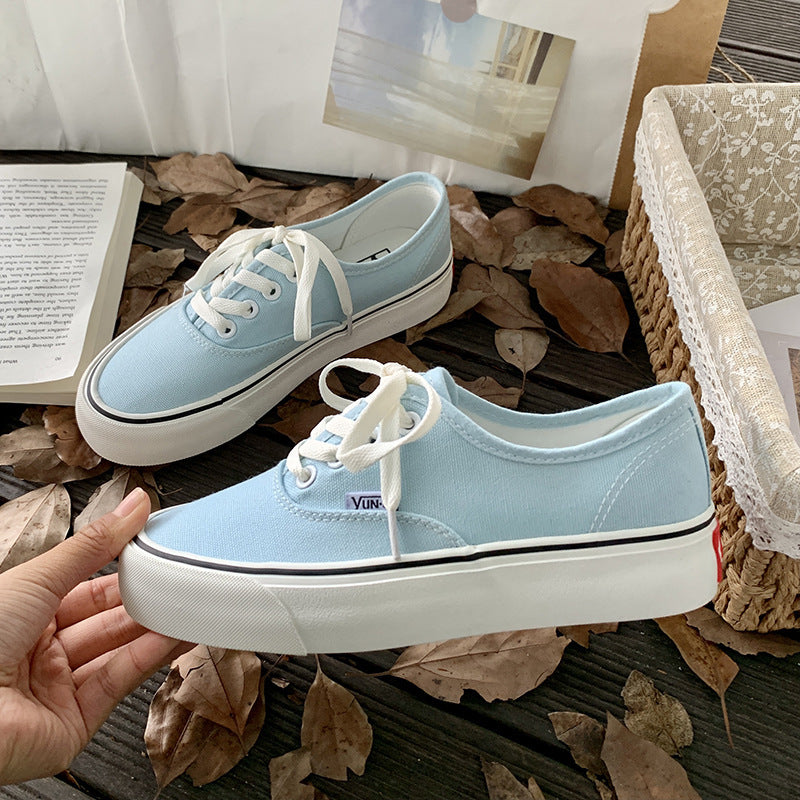 Fashion All-match Student White Shoes Trendy Sneakers Product information: Applicable age group: adult Upper Material: Canvas Sole Material: Rubber Style: Korean Color: black, sky blue, fairy pink, fluorescent green, Tiffany green, dragon fruit red, milk