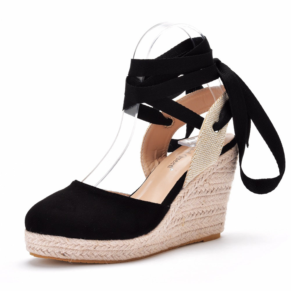 Bohemian Round Toe Platform Wedge Sandals For Women Product information: Lining material: imitation leather Color: red, black, apricot Upper height: low top Processing Method: embossing Heel shape: Wedge Size: 34, 35, 36, 37, 38, 39, 40, 41 Sole craft: vi