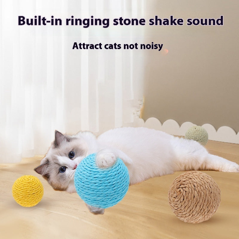 String Sisal Ball Self-Hi Relieving Stuffy Funny Cat Toy Product information: Color: primary color, white, blue, yellow Specification: 8CM Material: Paper string decorations Category: Pet Toys Packing list: 1*Cat Toy Product Image: String Sisal Ball Self-