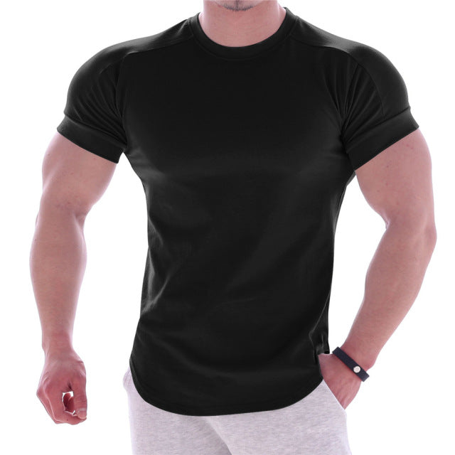 High Elastic Slim Fit T-shirt Looking for a shirt that will make you look and feel your best? Look no further than our High Elastic Slim Fit T-shirt. Made from polyester, this shirt is designed to help you stay cool and dry in summer weather. The curved h