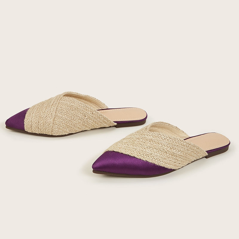 Half Slippers Daily Wear Toe Cap Slipper All-match Hemp Rope Women's Sandals Product information: Lining material: PU Applicable scenarios: Daily Color: missardine, purple, Rose Red, Brown, Green Feeding: linen Size: 35.36,37.38,39.40,41 Sole craft: stick