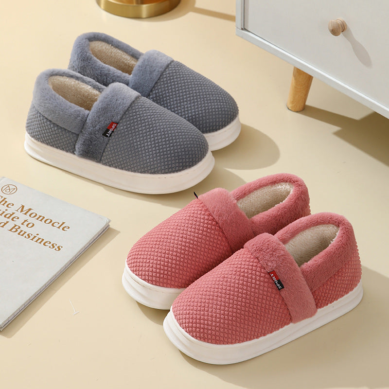 Men's Cotton Shoes With Heel Winter Warm Thick Sole Plush Slippers Women Indoor Garden Outerwear Plus Velvet Slipper For Couple Product information: Sole Material:PVC Function:Warm Upper Material:Suede Sole Craftsmanship:Sewing Shoes Midsole material: EVA