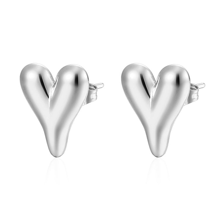 Retro Heart-shaped Necklace Stainless Steel Personalized Love Necklace For Women's Jewelry Valentine's Day Product information: Material: stainless steel Processing: Electroplating Shape: Heart Chain Style: Snake Bone Chain Packing list: Necklace*1/Earrin