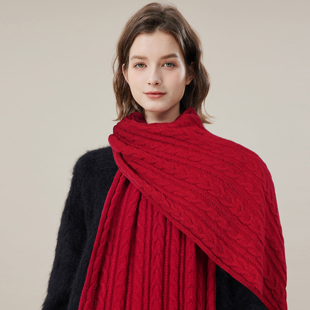 Solid Color Scarf For Women Winter Warm Fashion Versatile Shawl Korean Style Sweet Knitted Woolen Long Scarf Product information: Material:Polyester Style:Fashion Simple Features:Warm Color:Picture color Packing list: Scarf*1 Product Image: Solid Color Sc