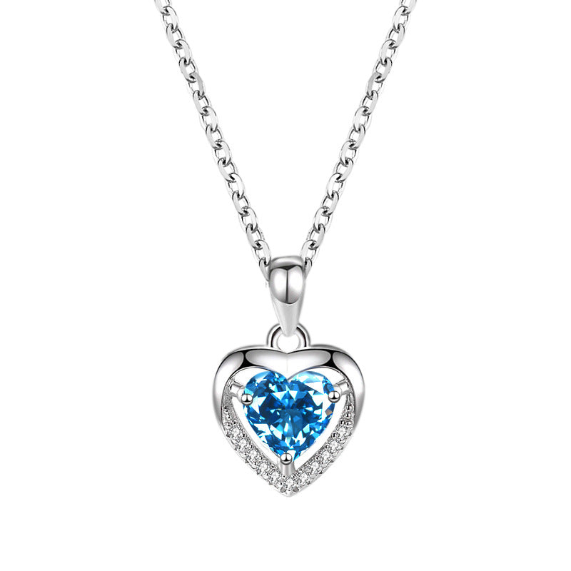 925 Heart-shaped Rhinestones Necklace Luxury Personalized Necklace For Women Jewelry Jewelry Valentine's Day Gift Material: S925 silver Matching: Shiny Sunflower Seed Chain + Water Constant Heart Pendant Style: simple, stylish and romantic 925 Heart-shape