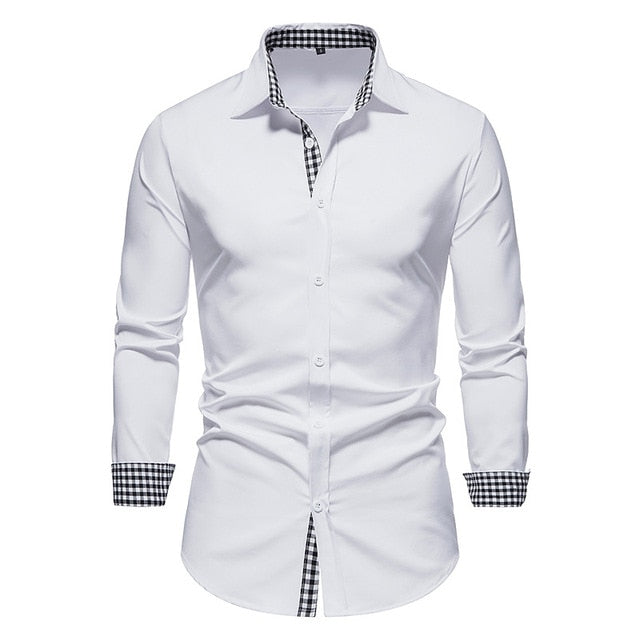 Plaid Patchwork Formal Shirts for Men The Plaid Patchwork Formal Shirts for Men are the perfect shirt for any man who wants to look his best. Made from a breathable fabric, these slim-fit shirts are perfect for any occasion, whether it be a casual gatheri