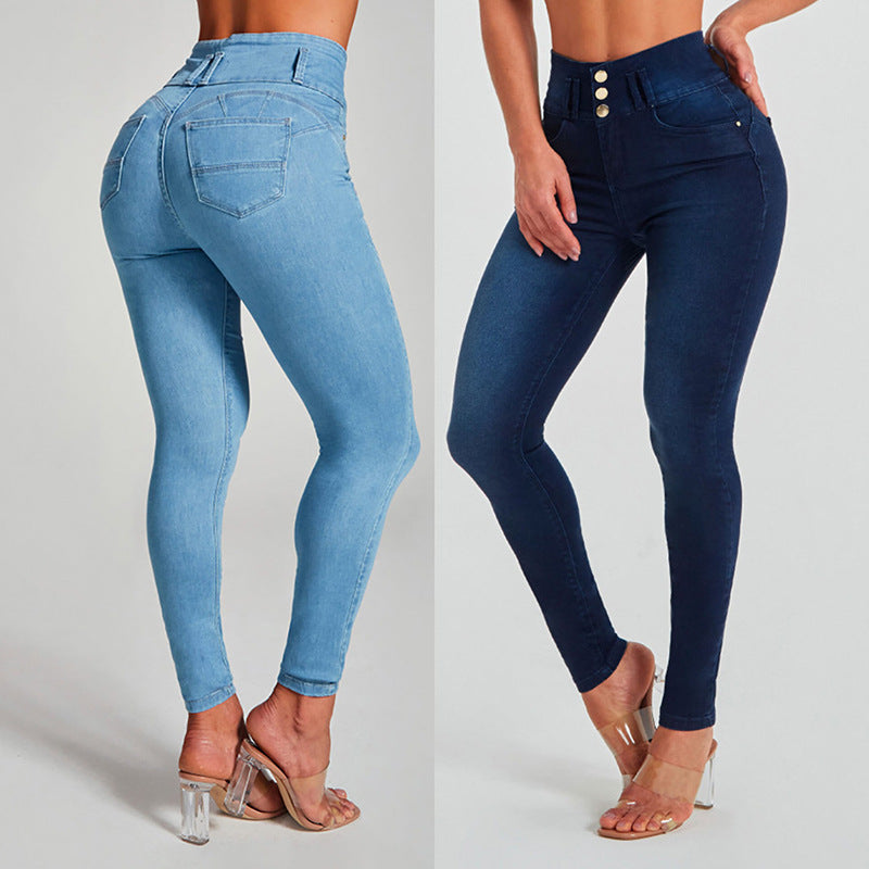 High Waist Jeans Women's Skinny Trousers Tight Stretch Shaping And Hip Lifting Pants Overview: Unique design, stylish and beautiful. Good material, comfortable wear. A variety of colors, any choice. Product information: Fabric name: 85% cotton+13% polyest