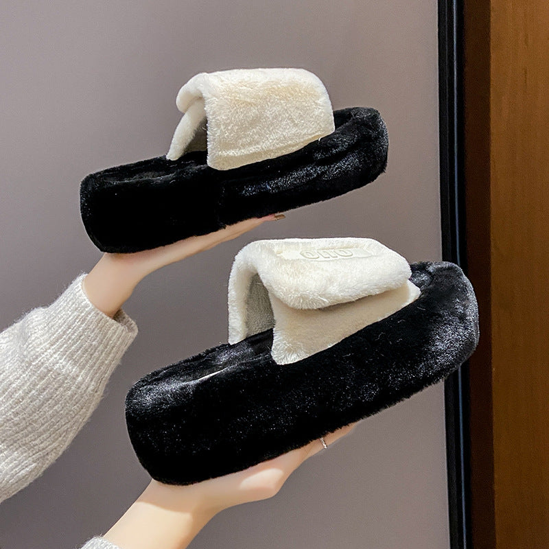 Platform Slippers Women's Outdoor Fashion Office Home Product information: Pattern: Letters Color: Milky White, black, khaki Heel height: 5CM Size: 35, 36, 37, 38, 39, 40 Style: flip flops Thickness: thickening Toe holder shape: round head Shoe Upper mate