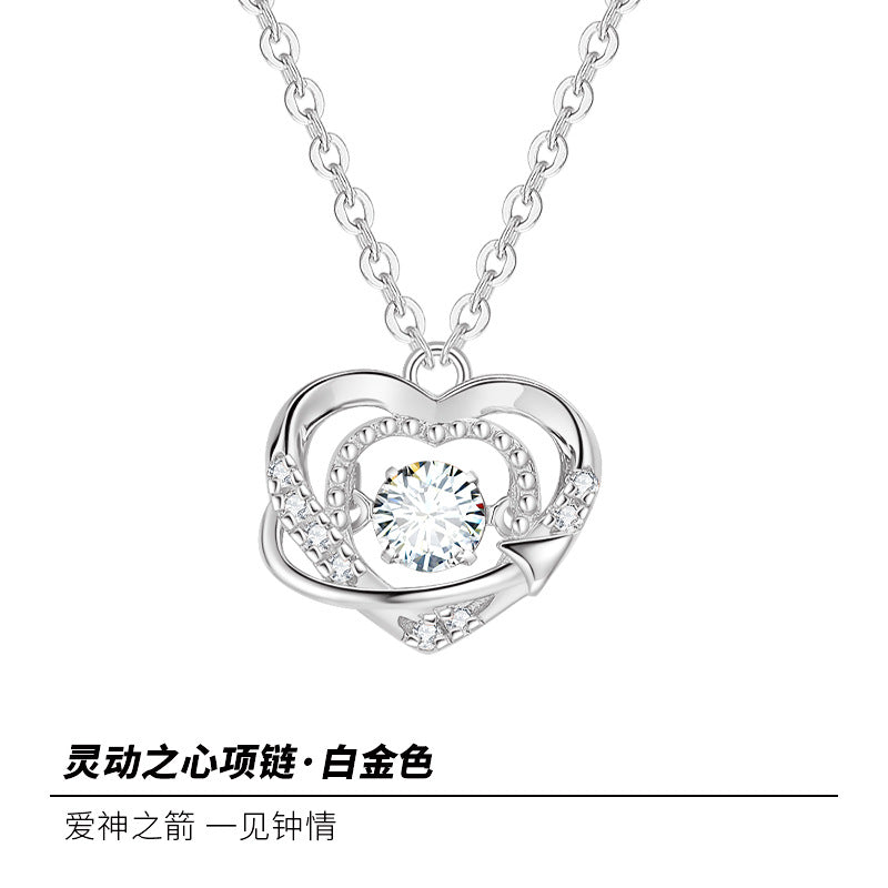 Heart Necklace S925 Sterling Silver Product information: Treatment Process: Seiko Color: smart heart necklace-Rose, smart heart necklace-White Pendant material: 925 silver Chain style: O-shaped chain Material: Silver Purity: 925 silver Popular elements: L