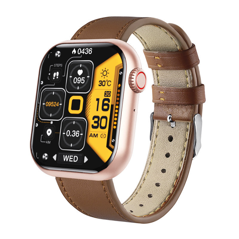Smart Watch Bluetooth Calling Heart Rate Body Temperature Voice Assistant Smart Bracelet Sports Watch Product information: Color: black, pink, black and black leather, black and brown leather, golden brown leather Packing List: watch, description collecti