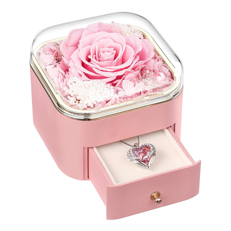 Valentines Day Rose Flower Drawer Jewelry Box Earrings Ring Necklace Storage Valentine's Day Gift Box Romantic Jewelry Packaging Box Overview: Applicable Occasions: Valentine's Day; Mother's Day; Christmas, Wedding, Birthday, Anniversary, etc. Perfect Gif
