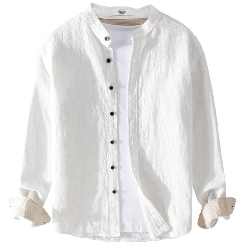 Men's Fashion Casual Simple Cotton Linen Long Sleeve Blouse Product information: Pattern: solid color Thread count: 30 pieces Color: gray green, dark blue, white, brown Suitable for people: Youth Size: M,L,XL,2XL,3XL Version: Loose Style: Cardigan Thickne