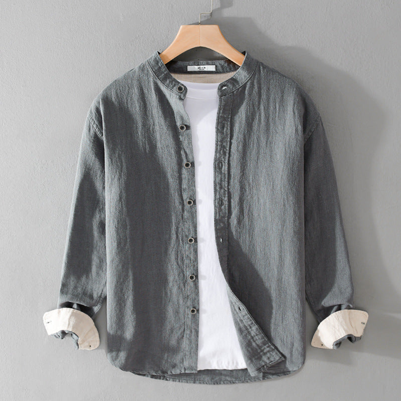 Men's Fashion Casual Simple Cotton Linen Long Sleeve Blouse Product information: Pattern: solid color Thread count: 30 pieces Color: gray green, dark blue, white, brown Suitable for people: Youth Size: M,L,XL,2XL,3XL Version: Loose Style: Cardigan Thickne