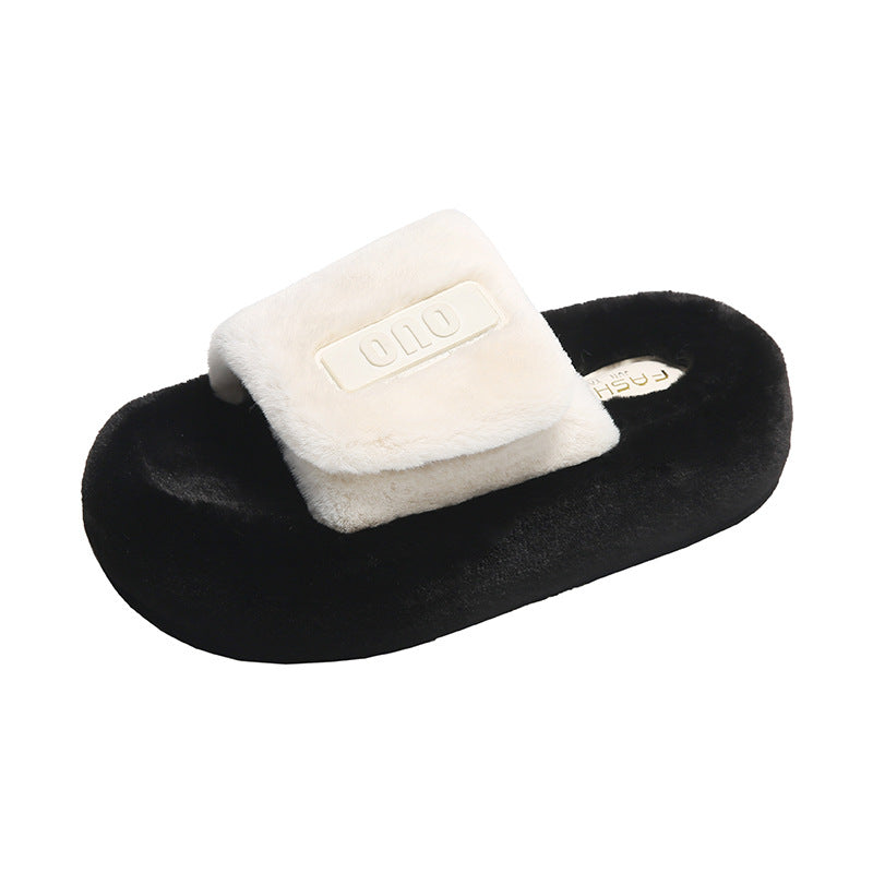 Platform Slippers Women's Outdoor Fashion Office Home Product information: Pattern: Letters Color: Milky White, black, khaki Heel height: 5CM Size: 35, 36, 37, 38, 39, 40 Style: flip flops Thickness: thickening Toe holder shape: round head Shoe Upper mate