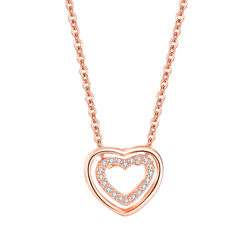 S925 Sterling Silver Heart To Heart Pendant Necklace Product information: Treatment Process: Electroplating Color: XL0320 heart-to-heart necklace (white gold color),XL0320 heart-to-heart necklace (Rose Gold) Pendant material: 925 silver Chain style: cross
