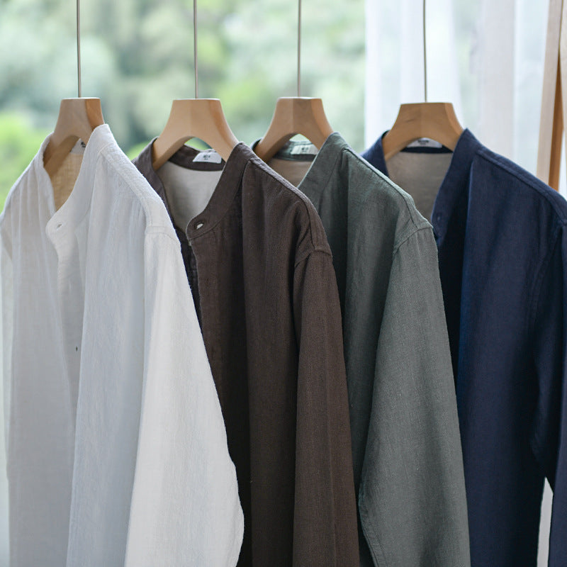 Men's Fashion Casual Simple Cotton Linen Long Sleeve Blouse Product information: Pattern: solid color Thread count: 30 pieces Color: gray green, dark blue, white, brown Suitable for people: Youth Size: M,L,XL,2XL,3XL Version: Loose Style: Cardigan Thickne