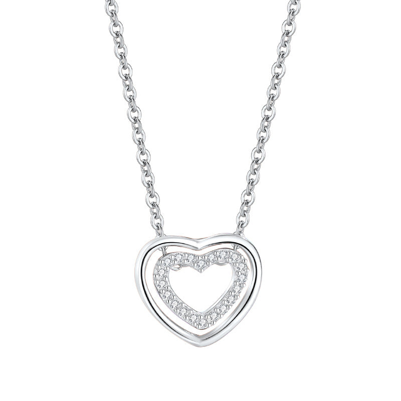 S925 Sterling Silver Heart To Heart Pendant Necklace Product information: Treatment Process: Electroplating Color: XL0320 heart-to-heart necklace (white gold color),XL0320 heart-to-heart necklace (Rose Gold) Pendant material: 925 silver Chain style: cross