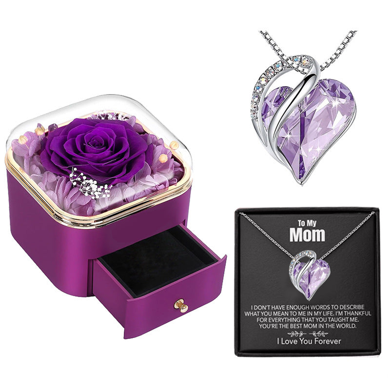 Valentines Day Rose Flower Drawer Jewelry Box Earrings Ring Necklace Storage Valentine's Day Gift Box Romantic Jewelry Packaging Box Overview: Applicable Occasions: Valentine's Day; Mother's Day; Christmas, Wedding, Birthday, Anniversary, etc. Perfect Gif