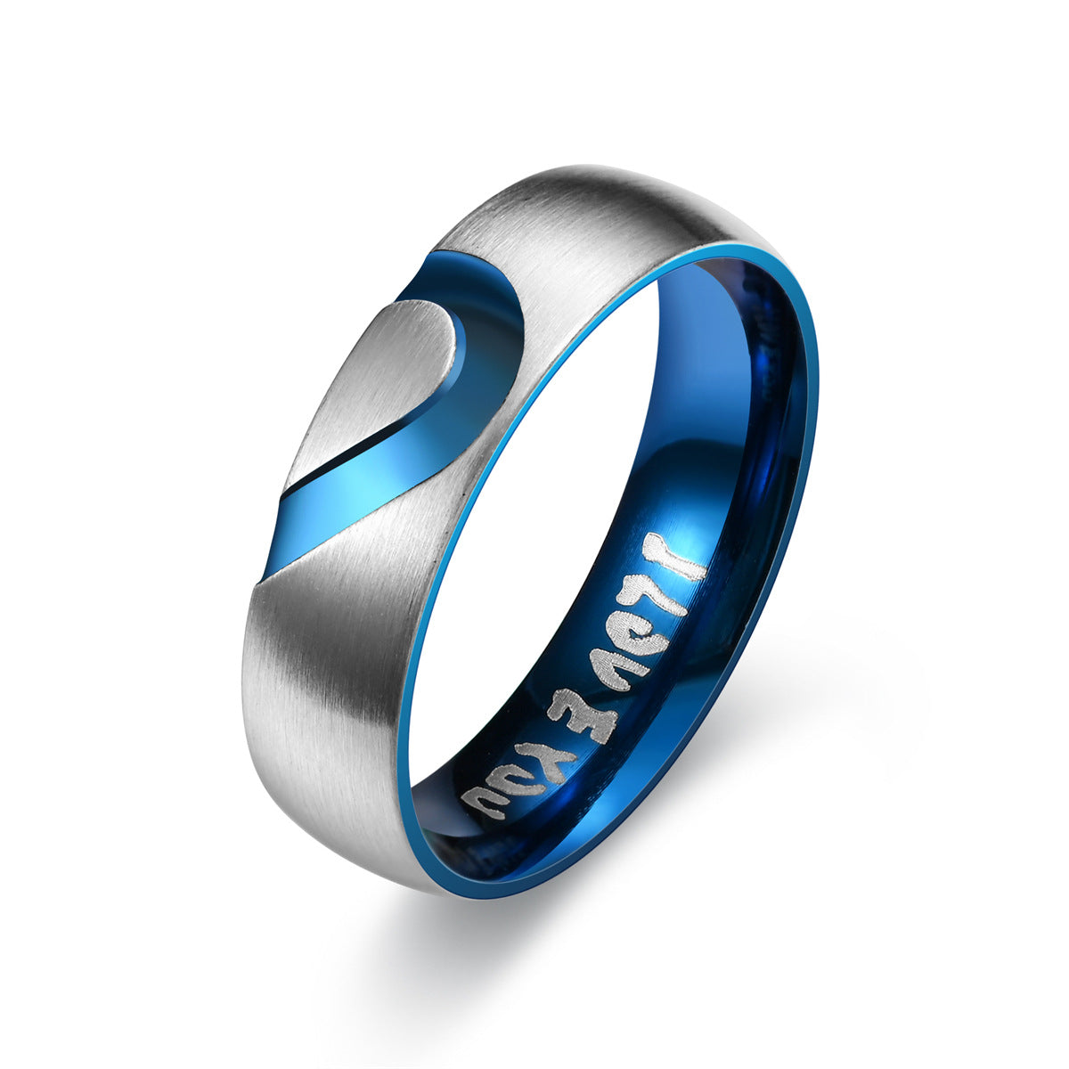 Heart Shape With Diamond Stainless Steel I LOVE YOU Couple Ring Product information: Style: Couple ring Treatment Process: Electroplating Color: blue men's love, purple Women's diamond-embedded Size: no.6, no.7, no.8, no.9, no.10, no.11, no.12 Material: S