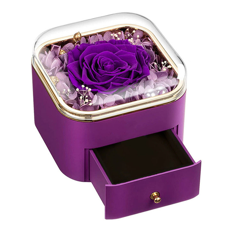 Valentines Day Rose Flower Drawer Jewelry Box Earrings Ring Necklace Storage Valentine's Day Gift Box Romantic Jewelry Packaging Box Overview: Applicable Occasions: Valentine's Day; Mother's Day; Christmas, Wedding, Birthday, Anniversary, etc. Perfect Gif