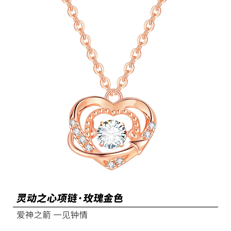 Heart Necklace S925 Sterling Silver Product information: Treatment Process: Seiko Color: smart heart necklace-Rose, smart heart necklace-White Pendant material: 925 silver Chain style: O-shaped chain Material: Silver Purity: 925 silver Popular elements: L