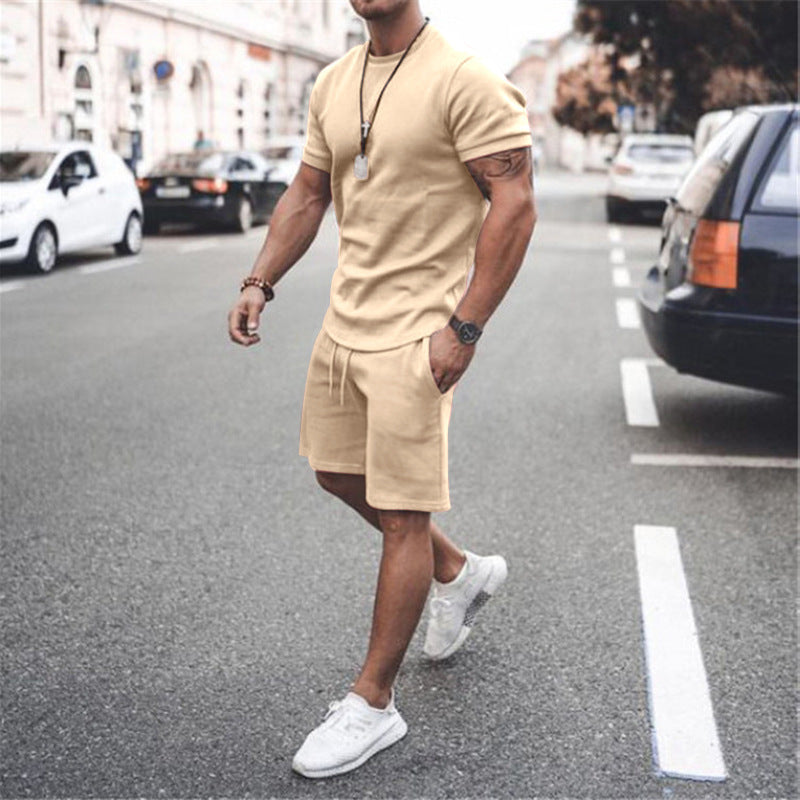 Casual Youth Thin Round Neck Short Sleeve T-shirt Casual Sports Suit