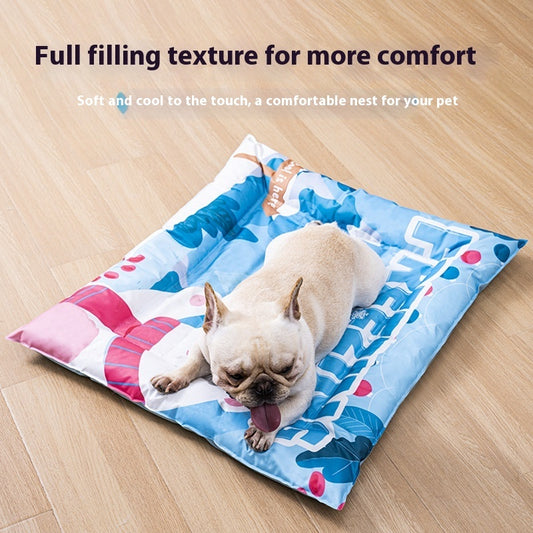 Pet Ice Mat Cat Summer Mat Cooling Cold Nest Product information: Color: Summer dinosaur square ice pad [S] 56 * 66CM, summer dinosaur square ice pad [M] 66 * 76CM, summer dinosaur square ice pad [L] 68 * 91CM,[Special offer] summer dinosaur square ice pa