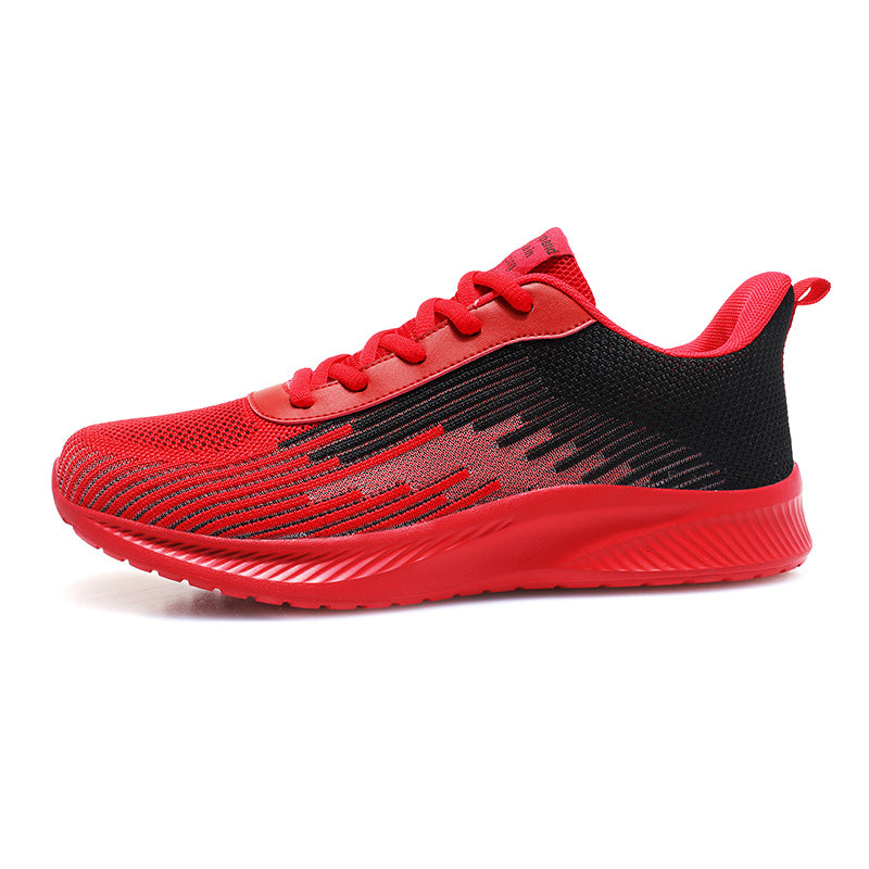 Men's And Women's Trendy Red Sneakers Knit Breathable Wear-resistant Non Slip Lace-Up Outdoor Walking Shoes r Men's And Women's Trendy Red Sneakers Knit Breathable Wear-resistant Non Slip Lace-Up Outdoor Walking Shoes r Men shoe