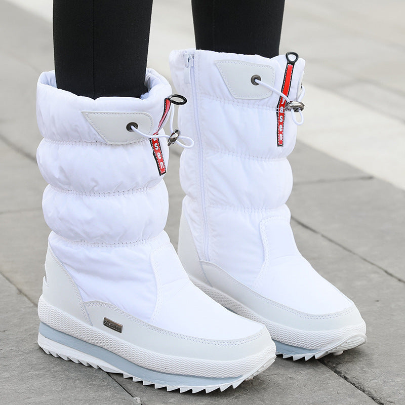 Winter New Plus Velvet Thick Cotton Shoes Thermal Middle Tube Waterproof Non-slip Boots Product information: Pattern: solid color Lining material: Other Color: G71 Black, G71 Blue, G71 White, G71 purple, G71 Red Upper height: Mid-top Heel height: Other So