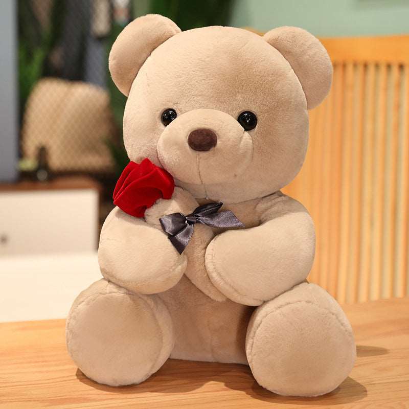 23-45cm New Lovely Hug Roses Teddy Bear Plush Pillow Stuffed Soft Animal Dolls Nice Birthday Gift Girlfriend Valentine's Day Overview: For the sake of rest and to make kids play with it this texture is soft and comfortable to hug, It has a vivid cartoon c