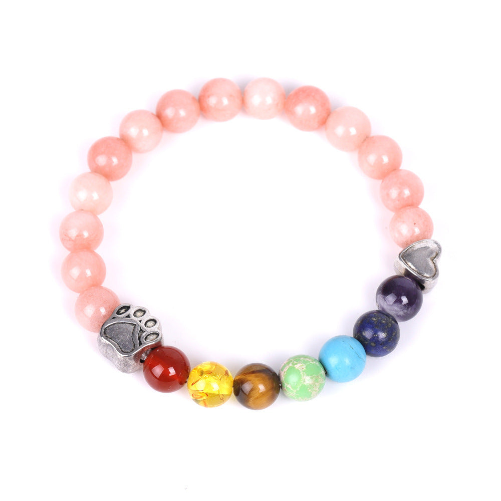 White Point Blue Love Small Peach Heart Colorful Natural Stone Bracelet Product information: Color: SY394A3901 glue filled white bark pine wood, SY394A4802 white dot blue, SY394A4803 Sunstone, SY394A4804 amazonite,SY394A4805 picture stone, SY394A4806 serp